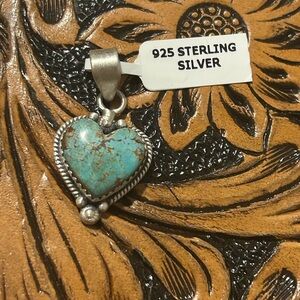 Sterling Silver Heart Pendant with Turquoise